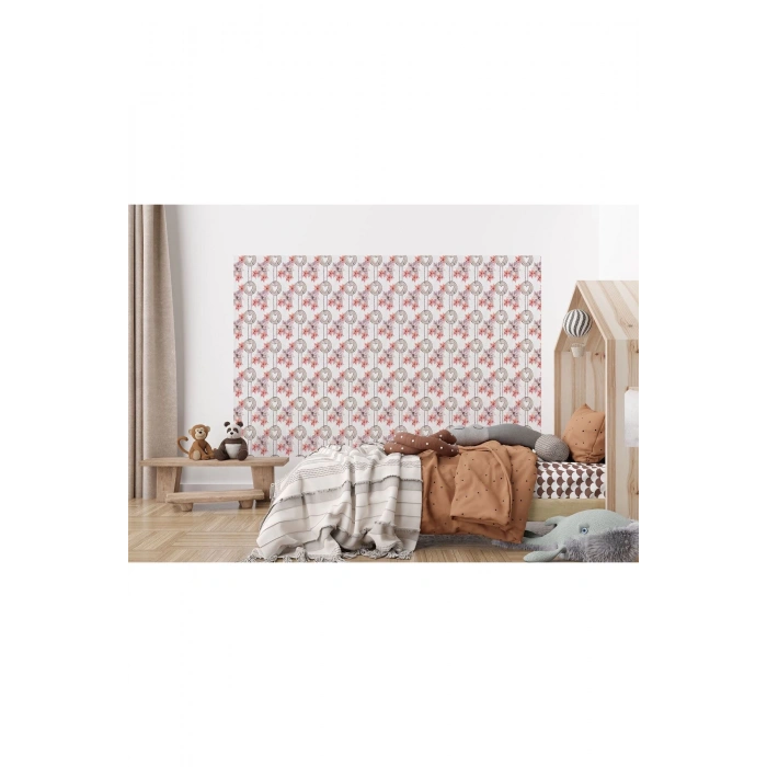Pembe Çiçek Desenli Kız Çocuğu Odası Duvar Kağıdı-5595