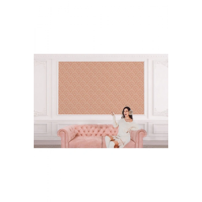 Pembe Kalp İkonlu Kız Çocuk Odası Duvar Kağıdı-5543