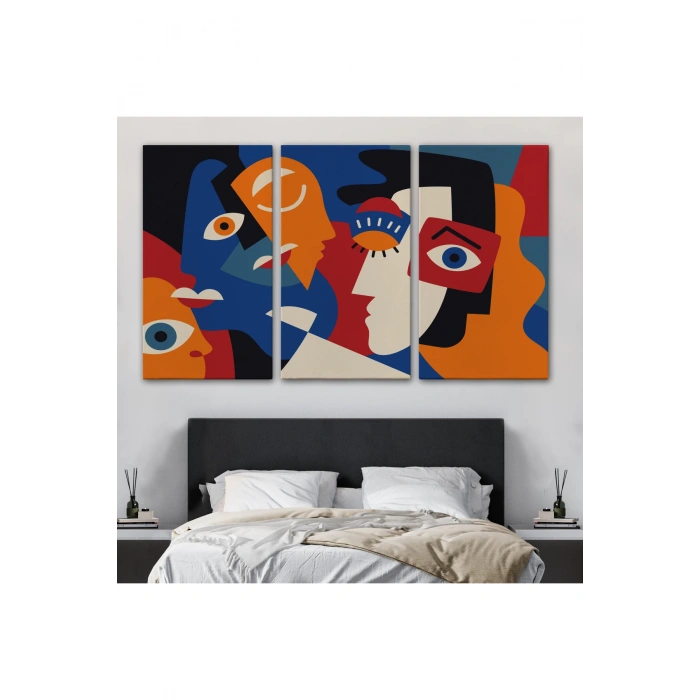 Picasso Tarzı Soyut İnsan Yüzleri Kanvas Duvar Tablosu-1195