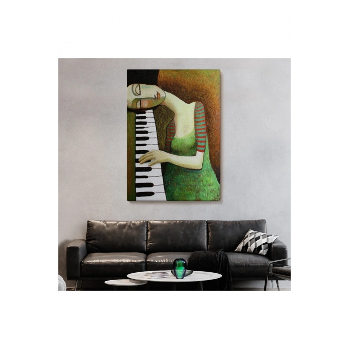 Piyano Çalan Kadın Duvar Tablosu-6495