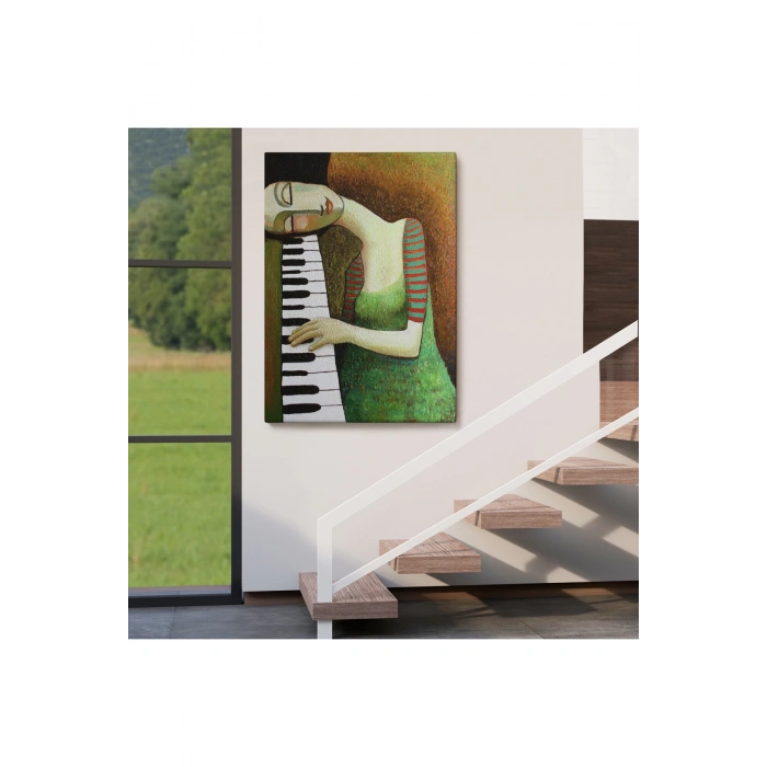 Piyano Çalan Kadın Duvar Tablosu-6495