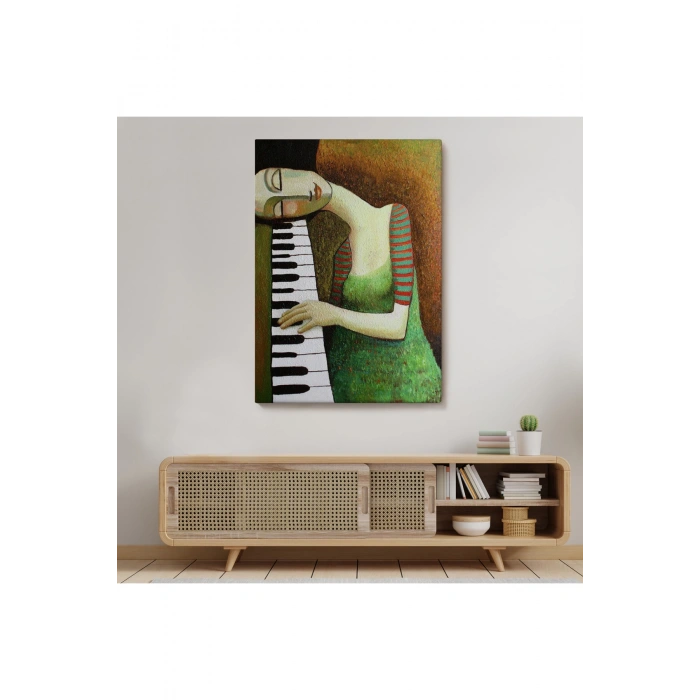 Piyano Çalan Kadın Duvar Tablosu-6495