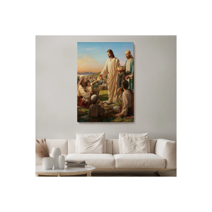 Rab İsa Binlerce Kişiyi Birkaç Ekmek İle Doyuruyor Tablo Jesus Christ -6391