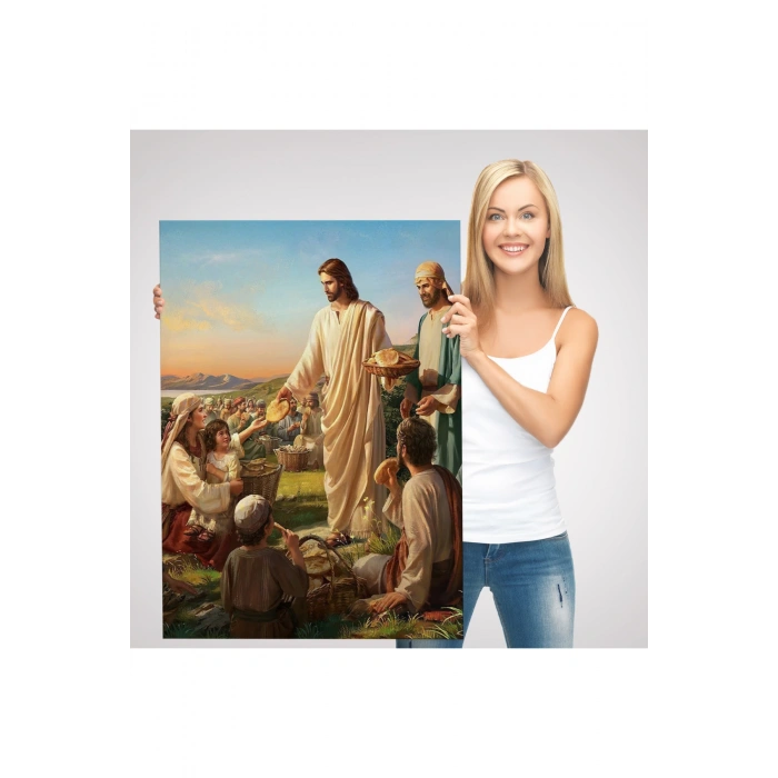 Rab İsa Binlerce Kişiyi Birkaç Ekmek İle Doyuruyor Tablo Jesus Christ -6391