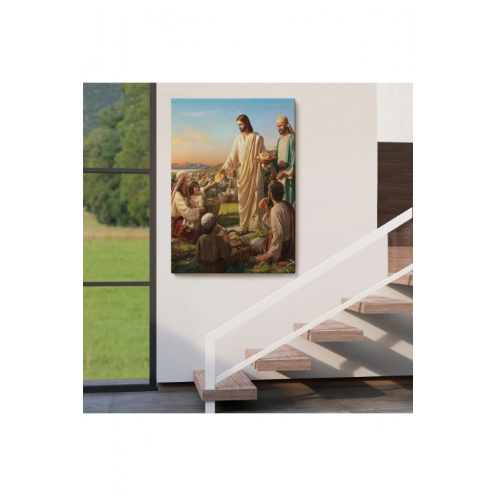 Rab İsa Binlerce Kişiyi Birkaç Ekmek İle Doyuruyor Tablo Jesus Christ -6391