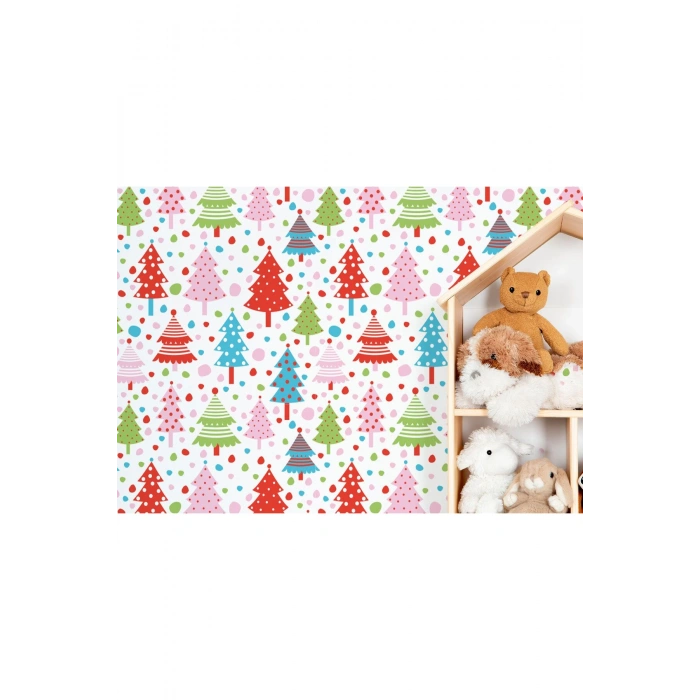 Renkli Ağaçlar Desenli Duvar Kağıdı-5719