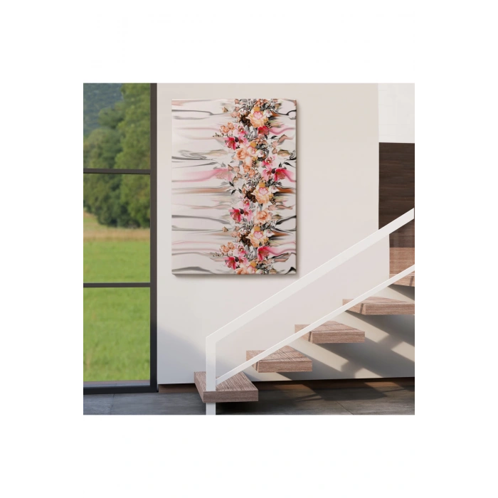 Renkli Çiçek Desenli Dekoratif Duvar Tablosu-6282