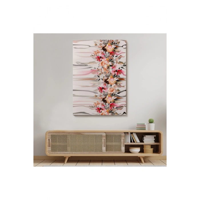 Renkli Çiçek Desenli Dekoratif Duvar Tablosu-6282