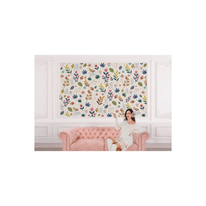 Renkli Çiçekler Desenli Duvar Kağıdı-5649