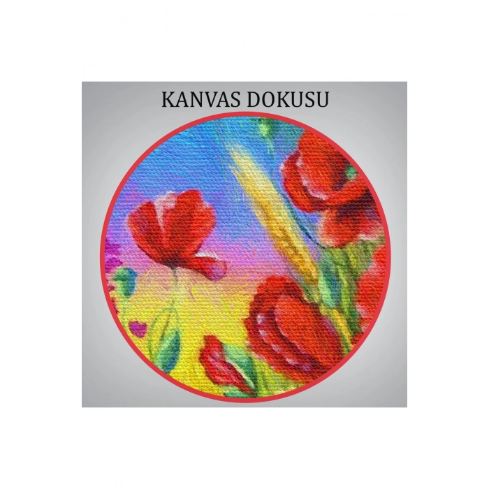 Renkli Çiçekler Yağlıboya Görünüm Dekoratif Kanvas Duvar Tablosu-3749