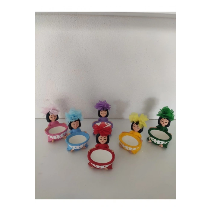 Renkli Çicekli Lokumcu Kiz Kahve Yani Sunumluk