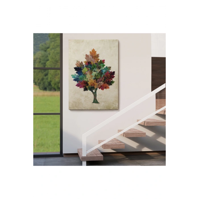 Renkli Çınar Ağacı Duvar Tablosu-6267