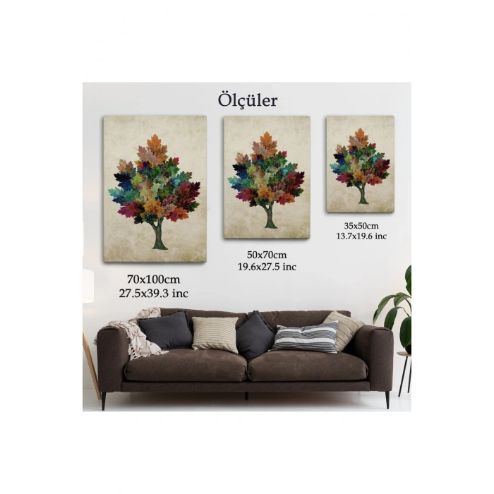 Renkli Çınar Ağacı Duvar Tablosu-6267
