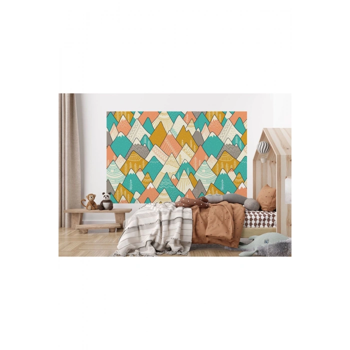 Renkli Dağlar Çizim Çocuk Ve Bebek Odası Duvar Kağıdı-5715