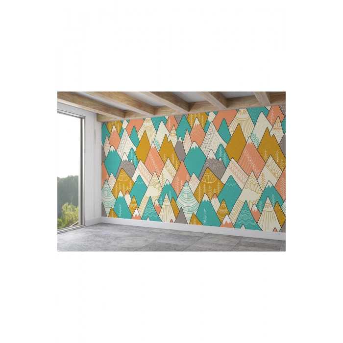 Renkli Dağlar Çizim Çocuk Ve Bebek Odası Duvar Kağıdı-5715