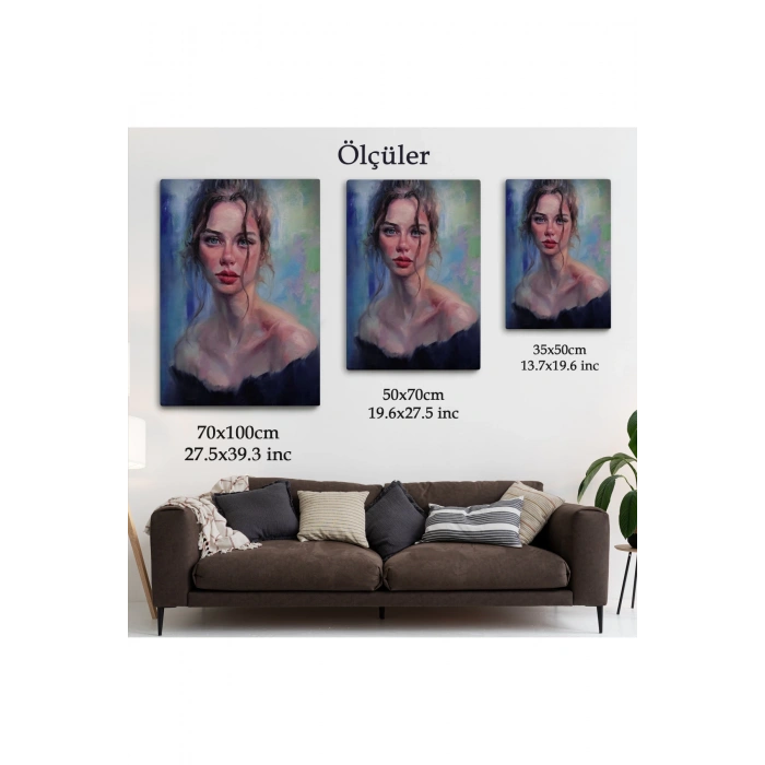 Renkli Gözlü Güzel Kadın Dekoratif Duvar Tablosu-6368