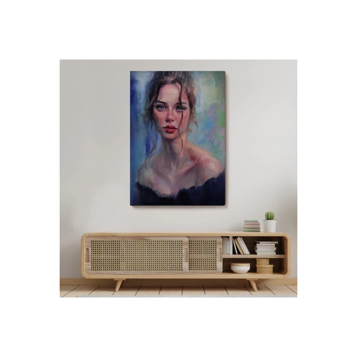 Renkli Gözlü Güzel Kadın Dekoratif Duvar Tablosu-6368