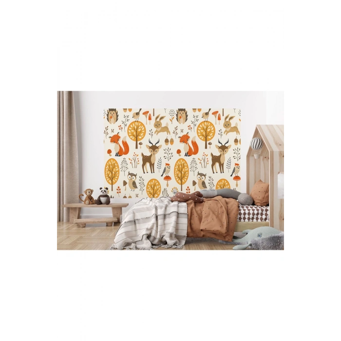 Renkli Orman Hayvanları Duvar Kağıdı-5705