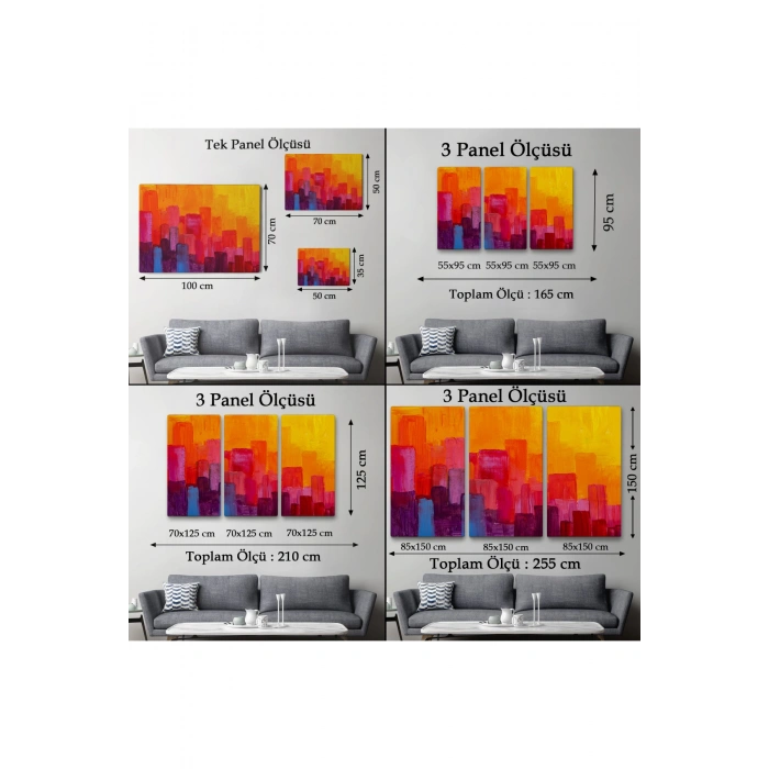 Renkli Şehir Silüeti Duvar Tablosu-1223