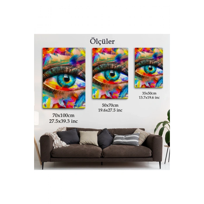 Renkli Yağlıboya Görünümlü Göz Tablosu-6329