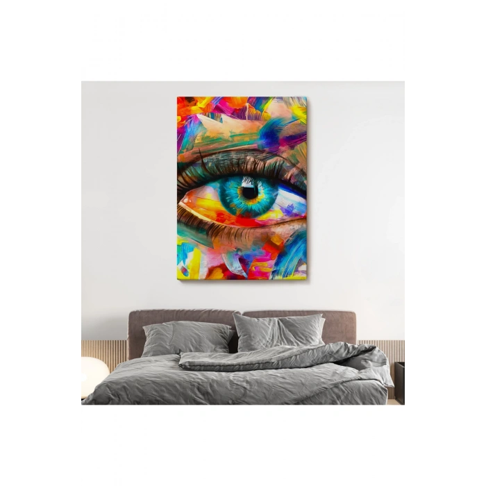 Renkli Yağlıboya Görünümlü Göz Tablosu-6329