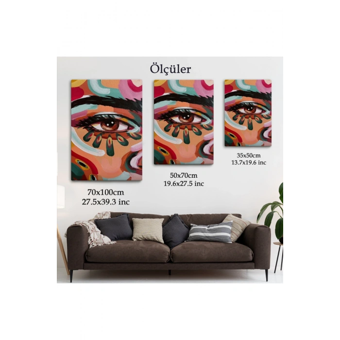 Renkli Yağlıboya Görünümlü Kadın Tablosu-6321