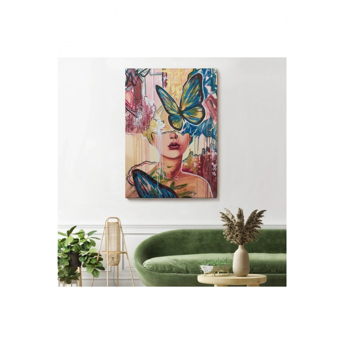 Renlki Sürreal Kadın Portresi Dekoratif Duvar Tablosu-6297