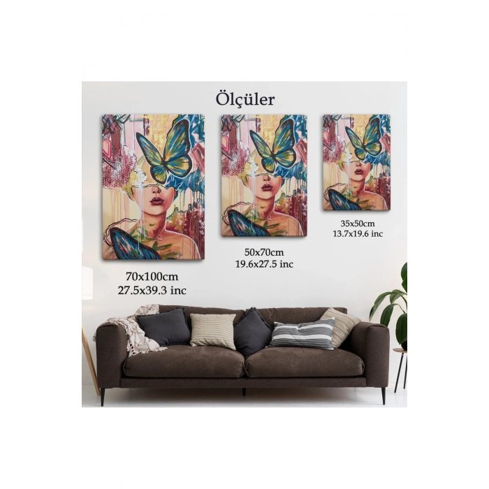 Renlki Sürreal Kadın Portresi Dekoratif Duvar Tablosu-6297