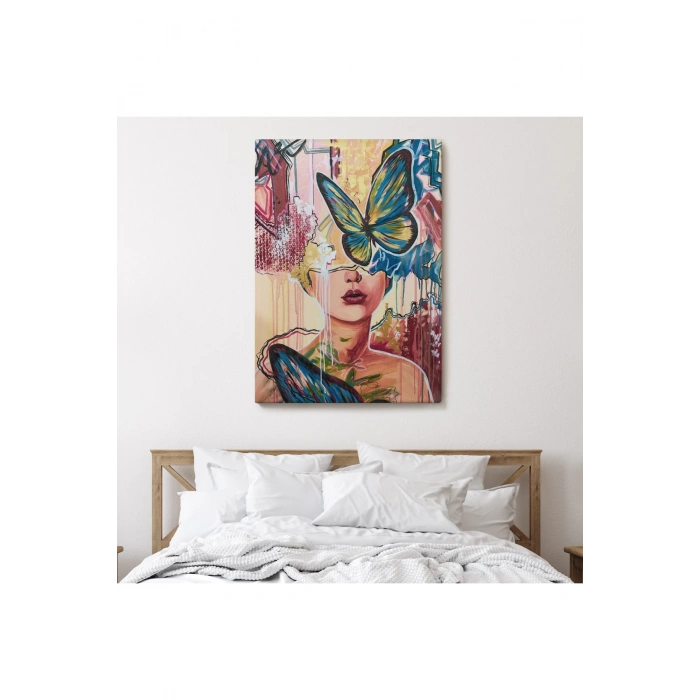 Renlki Sürreal Kadın Portresi Dekoratif Duvar Tablosu-6297