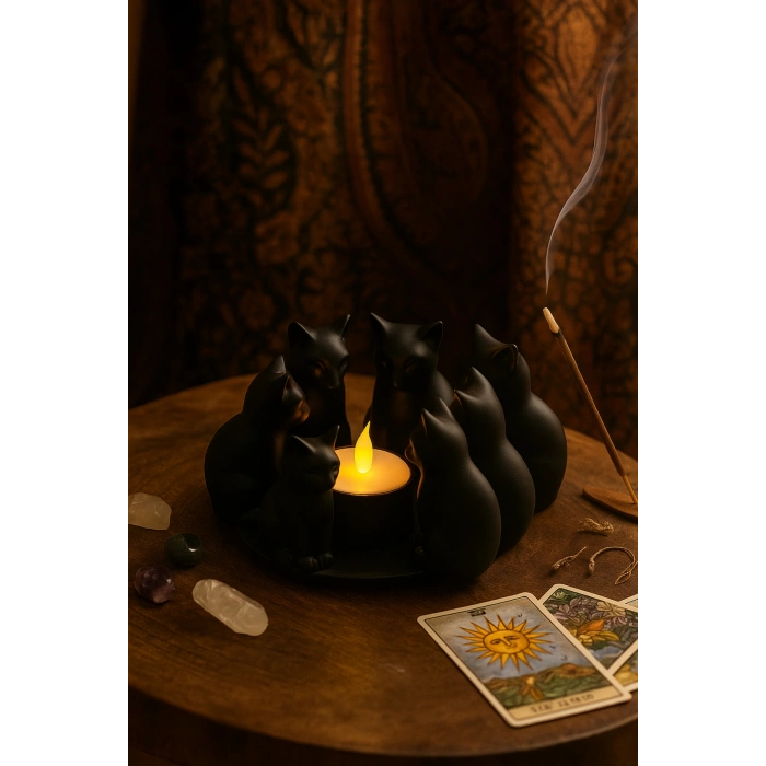 Ritüel Kediler Mumluk Led Mumluk Hediye