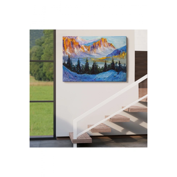 Rusya Karlı Dağları Manzarası Duvar Tablosu-1235