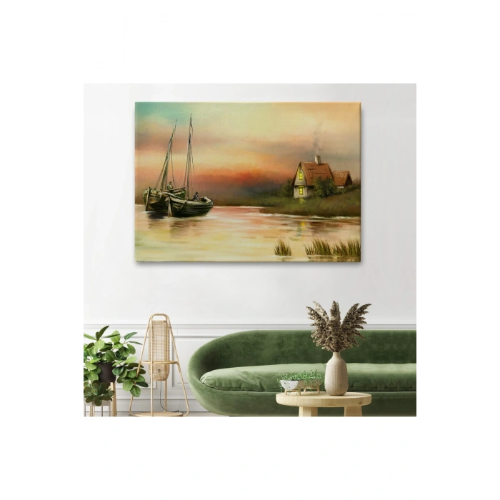 Rusya Köy Balıkçıları Manzara Duvar Tablosu-1229