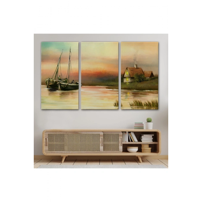 Rusya Köy Balıkçıları Manzara Duvar Tablosu-1229