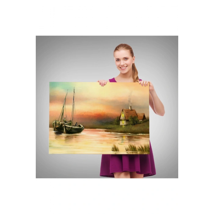 Rusya Köy Balıkçıları Manzara Duvar Tablosu-1229