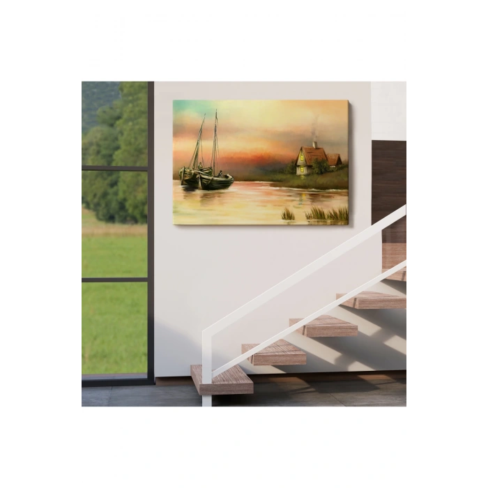 Rusya Köy Balıkçıları Manzara Duvar Tablosu-1229