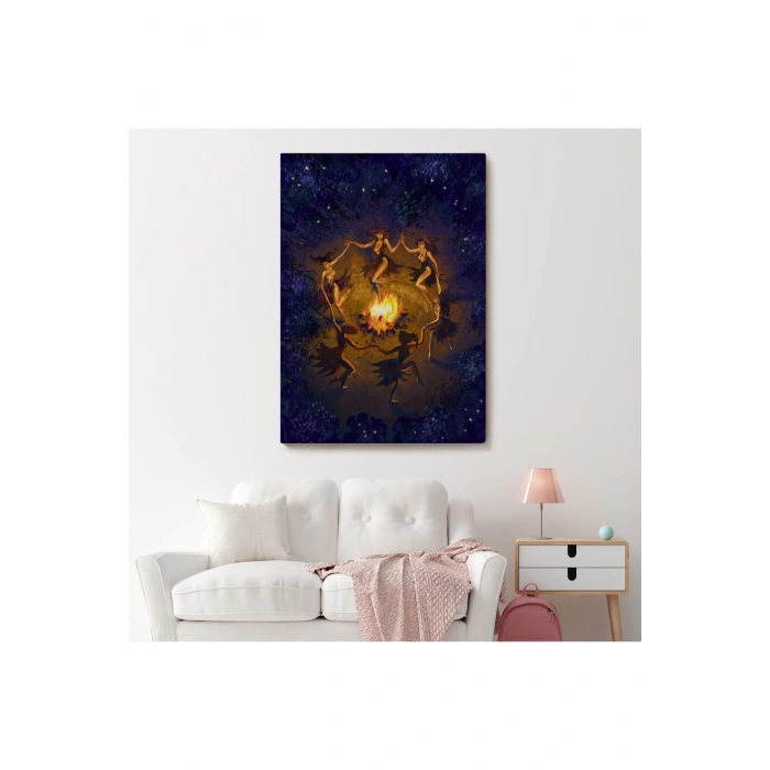 Şabat Ayini Yapan Cadıların Ateş Etrafındaki Dans Tablosu-6354