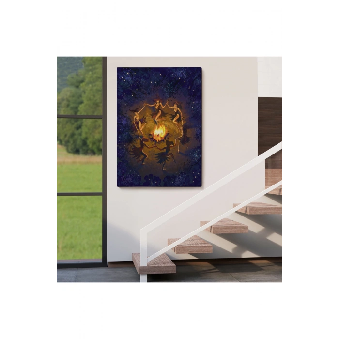 Şabat Ayini Yapan Cadıların Ateş Etrafındaki Dans Tablosu-6354