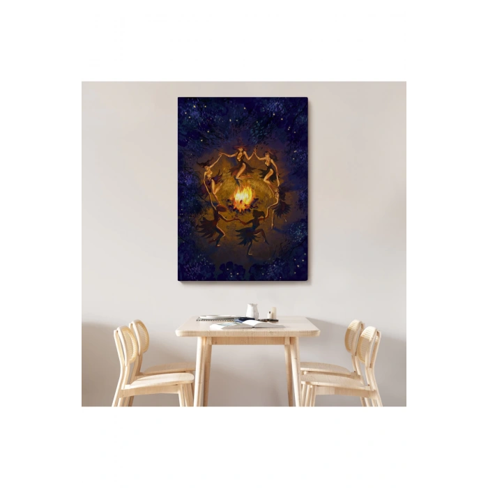 Şabat Ayini Yapan Cadıların Ateş Etrafındaki Dans Tablosu-6354