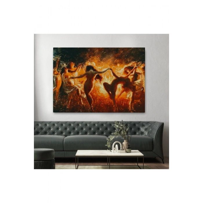 Şabat Ayinin de Ateş Etrafında Dans Eden Kadınlar Tablosu-6568