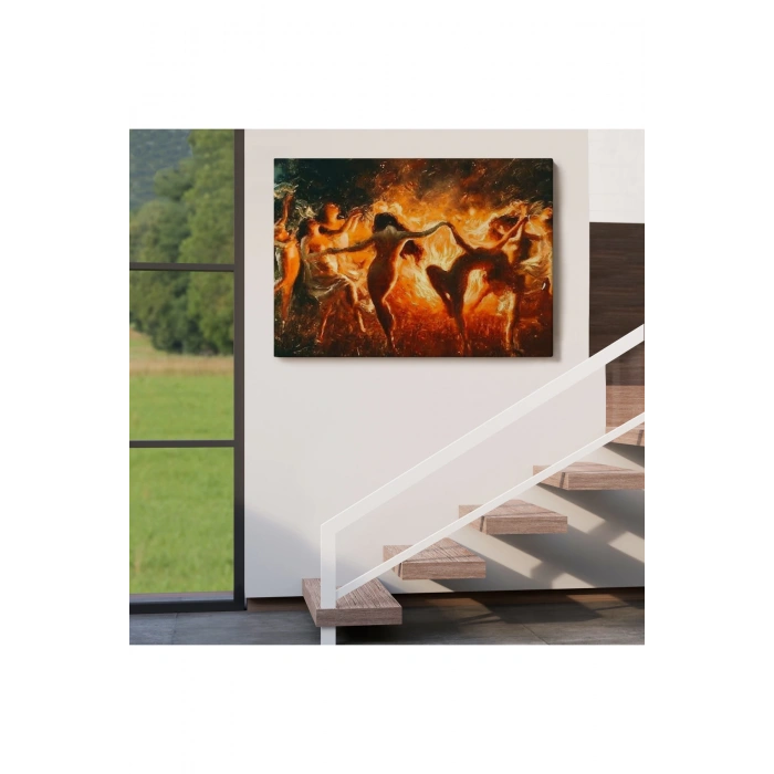 Şabat Ayinin de Ateş Etrafında Dans Eden Kadınlar Tablosu-6568