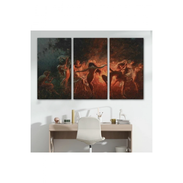 Şabat Ayinin de Ateş Etrafında Dans Eden Kadınlar Tablosu - Fire Dance-6589