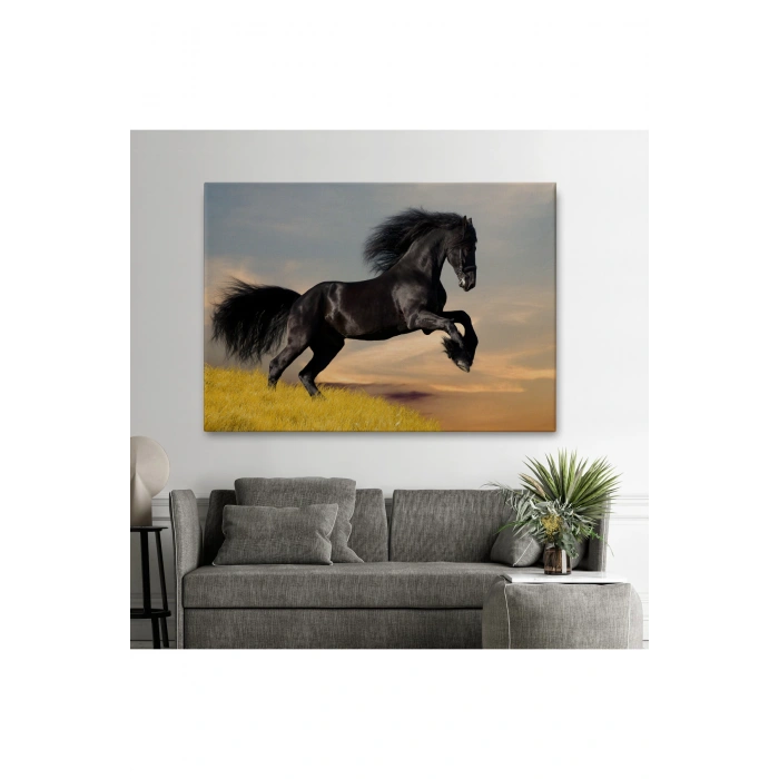 Şaha Kalkmış Siyah At Tablosu-6613