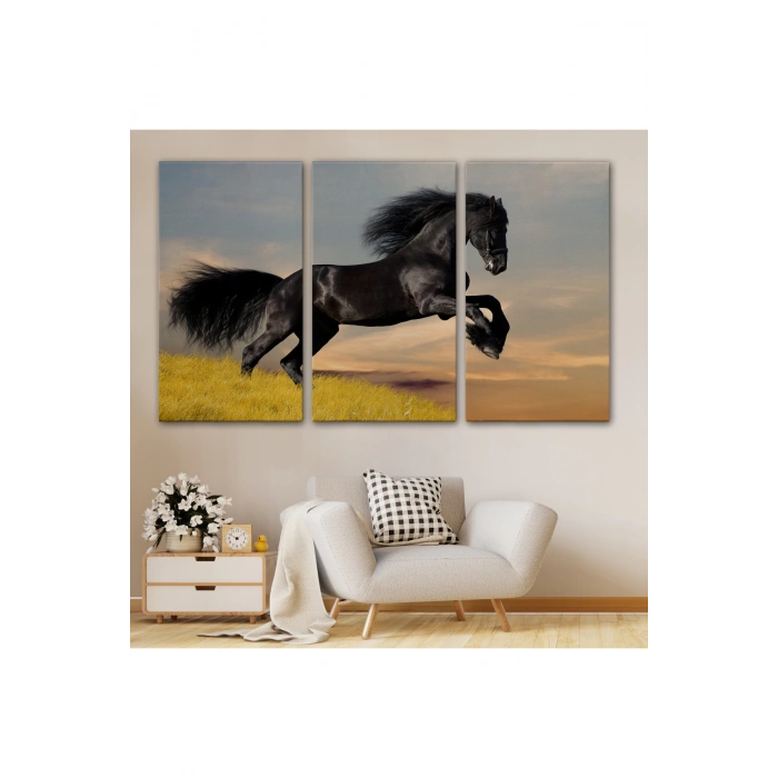 Şaha Kalkmış Siyah At Tablosu-6613