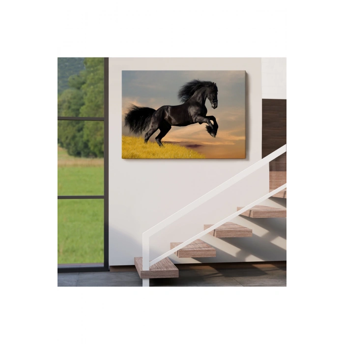 Şaha Kalkmış Siyah At Tablosu-6613