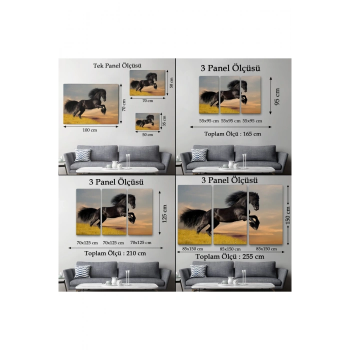 Şaha Kalkmış Siyah At Tablosu-6613