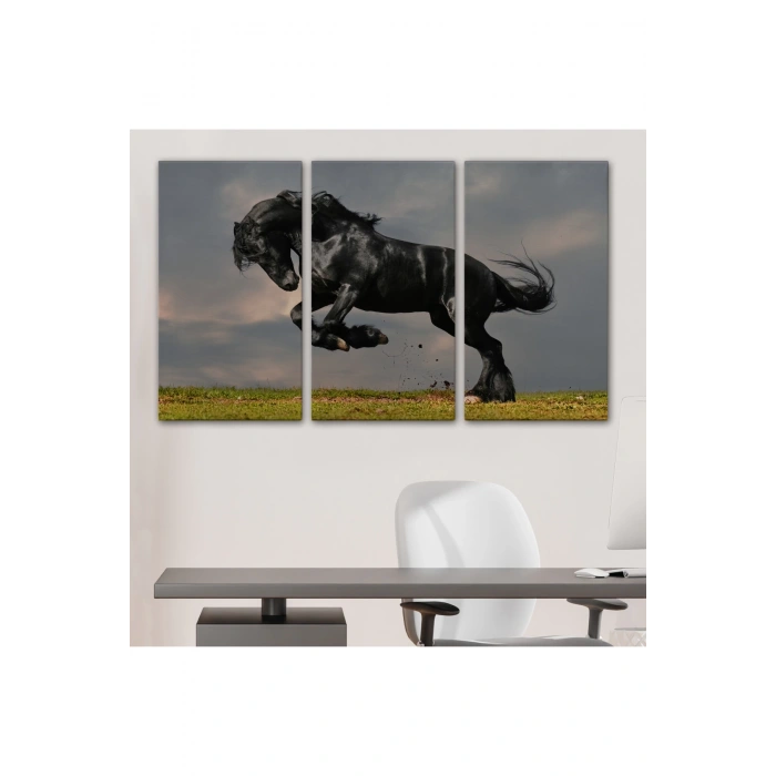 Şaha Kalkmış Siyah At Tablosu-6620