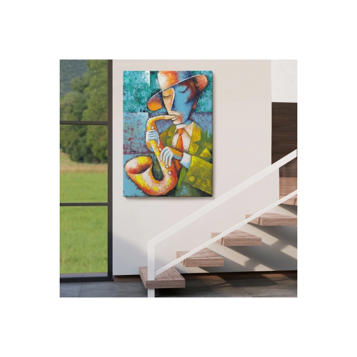 Saksafon Çalan Adam Kanvas Tablo-6461