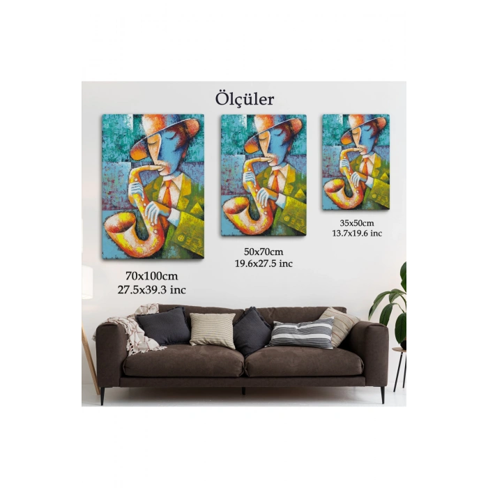 Saksafon Çalan Adam Kanvas Tablo-6461