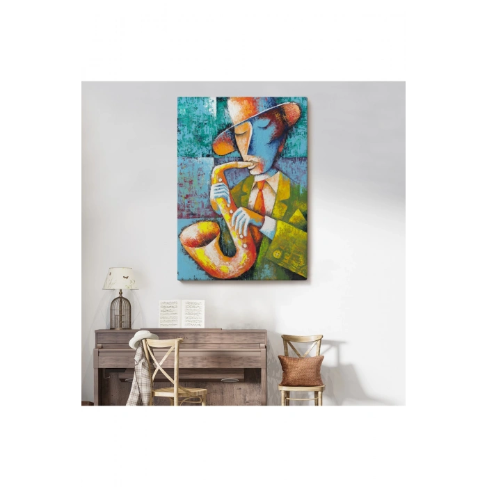 Saksafon Çalan Adam Kanvas Tablo-6461