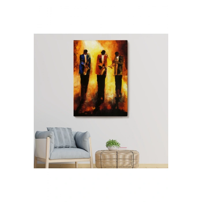 Saksafon Çalan Müzik Grubu Dekoratif Duvar Tablosu-6422